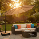 Sunnydaze 10 ft Offset Patio Umbrella with Base and Sandbag Weight