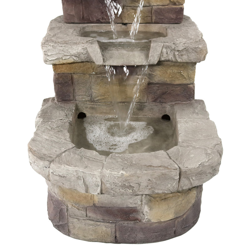 Sunnydaze 3-Tier Brick Steps Outdoor Fountain - 21"