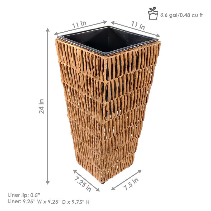 large wicker plant pot Sunnydaze Hyacinth Outdoor Poly-Wicker Planters - Set of 2