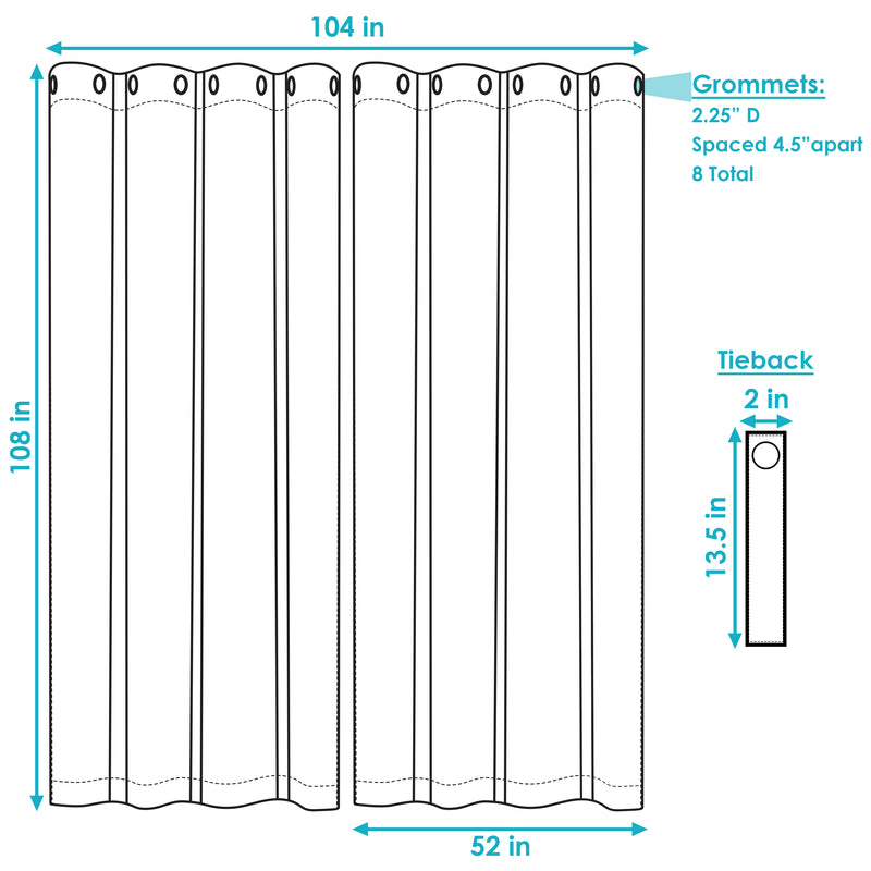 Sunnydaze Outdoor Blackout Curtain Panels with Grommet Top