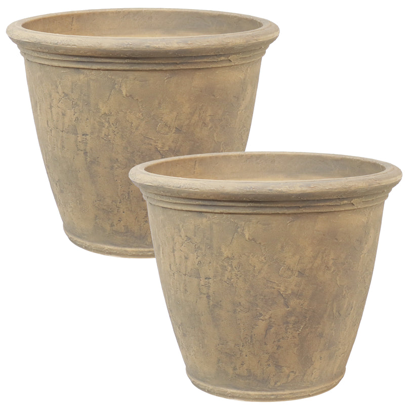 Sunnydaze Anjelica Indoor/Outdoor Planter Pot, Beige Finish, 24-Inch Diameter