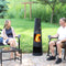 Sunnydaze Steel Outdoor Chiminea Fire Pit with Built-In Log Storage - 49"