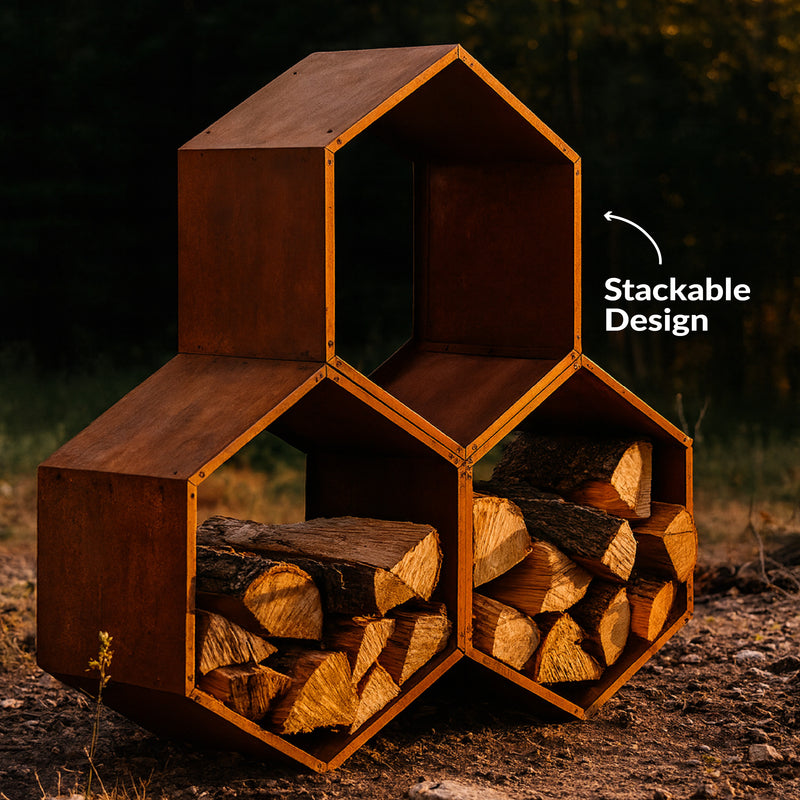 Sunnydaze Rustic Hexagon Firewood Storage - 30"