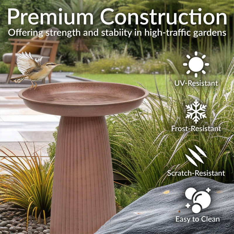 Sunnydaze Gleeful Garden Metal Outdoor Bird Bath - UV-Resistant Finish