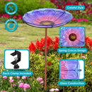 Sunnydaze Deck-Mounted/Staked Glass Bird Bath