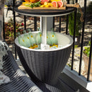 Sunnydaze 3-in-1 Rattan Outdoor Bar Table with Cooler - Phantom Gray