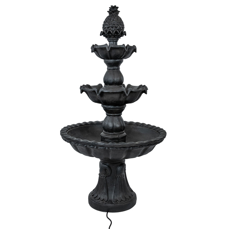 Sunnydaze Welcome 3-Tier Outdoor Water Fountain for Garden - 57"