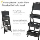 Sunnydaze Country Heart 3-Tier Wooden Plant Stand with Chalkboard - 41" H