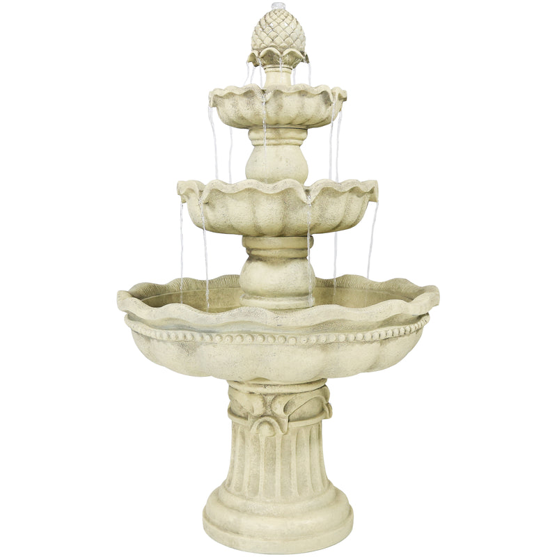 Sunnydaze 3-Tier Pineapple Garden Fountain - White - 51 Inch Tall