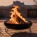 Sunnydaze Black Steel Outdoor Wood-Burning Fire Pit Bowl with Stand - 23"