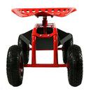 Sunnydaze Rolling Garden Cart with 360-Degree Swivel Seat and Tray