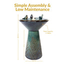 Sunnydaze Gathering Birds Ceramic Outdoor Fountain with LED Lights - 28.25"