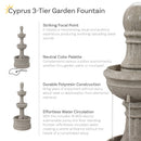 Sunnydaze Cyprus 3-Tier Polyresin Outdoor Water Fountain - 39" H