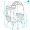 Dimension image for the comfort wicker outdoor egg chair.