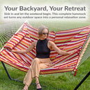 Sunnydaze Rope Hammock with 12' Steel Stand, Pad, and Pillow