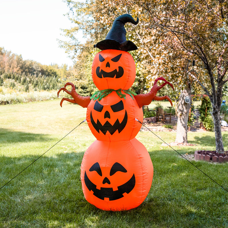 Sunnydaze 7’ Jack-O-Lantern Scarecrow Pumpkin Inflatable Halloween Decoration