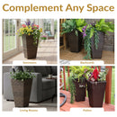 Sunnydaze Polyrattan Square Tall Wicker Planter
