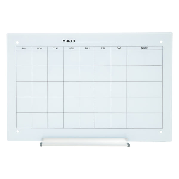 Sunnydaze Glass Whiteboard Calendar for Wall with Markers