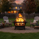 Sunnydaze 32" Northern Galaxy Square Outdoor Fire Pit with Cooking Grate & Spark Screen