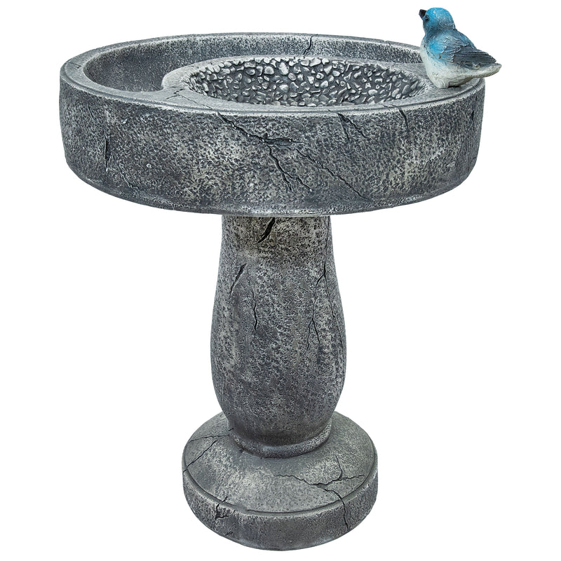 Sunnydaze Traditional Resin Bird Bath with Feeder Compartment - 27"