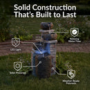 Sunnydaze Cascading Stone Bowls Solar-Powered Fountain with Battery Backup - 30"