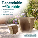 Beige double-walled Sunnydaze Anjelica planter on a patio, highlighting its durable construction and root insulation.