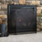 black 3 panel steel fireplace screen