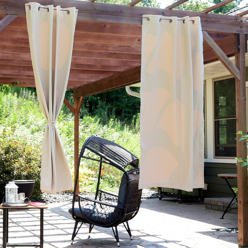 Sunnydaze Beige Outdoor Room Darkening Curtains