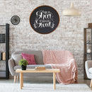 Sunnydaze 18" Round Magnetic Chalkboard for Wall with Rustic Brown Frame