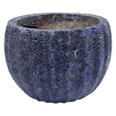 Sunnydaze 13.5" Ceramic Plant Pot - Dark Blue Fluted Lava Finish