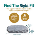 Flat-Top Artificial Garden Rock + Stakes dimension diagram showing the artificial boulder measuring 30.75 inches wide by 20 inches deep by 3.5 inches high and weighing 4.2 pounds. The included stakes each measure 1 inch wide by 12 inches high.