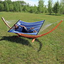 Sunnydaze 2-Person Double Rope Hammock with Wooden Stand