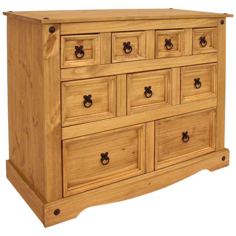 Sunnydaze 9-Drawer Rustic Chest of Drawers - Light Brown - 39.75" W