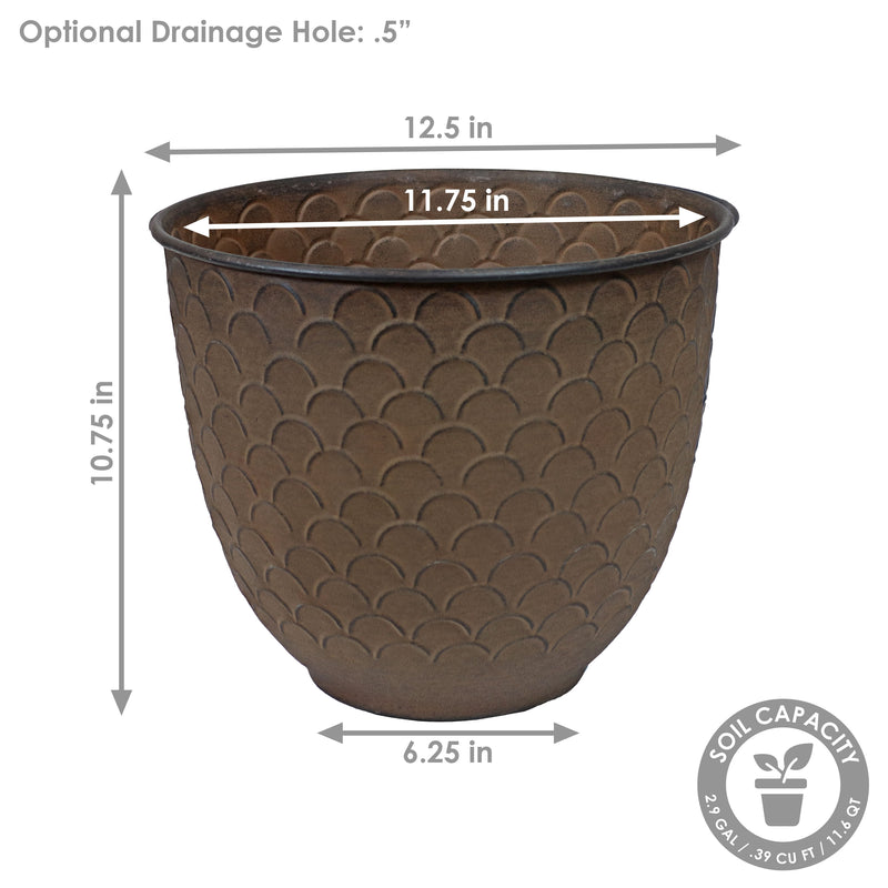 Sunnydaze Dinah Metal Outdoor Plant Pots - 12.5"