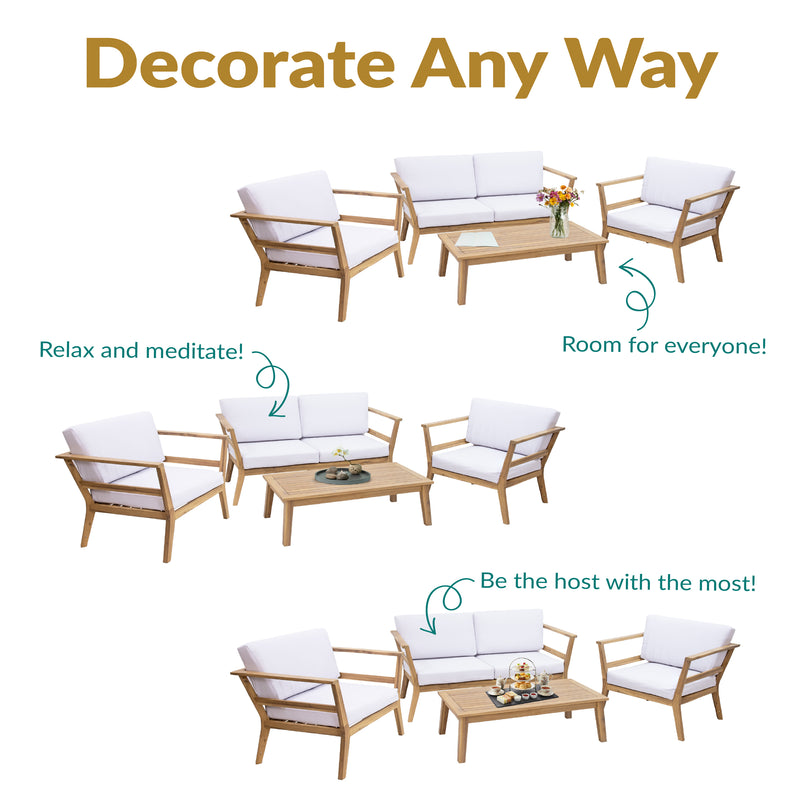 Sunnydaze Bodie 4-Piece Patio Furniture Set - Outdoor Patio Conversation Set