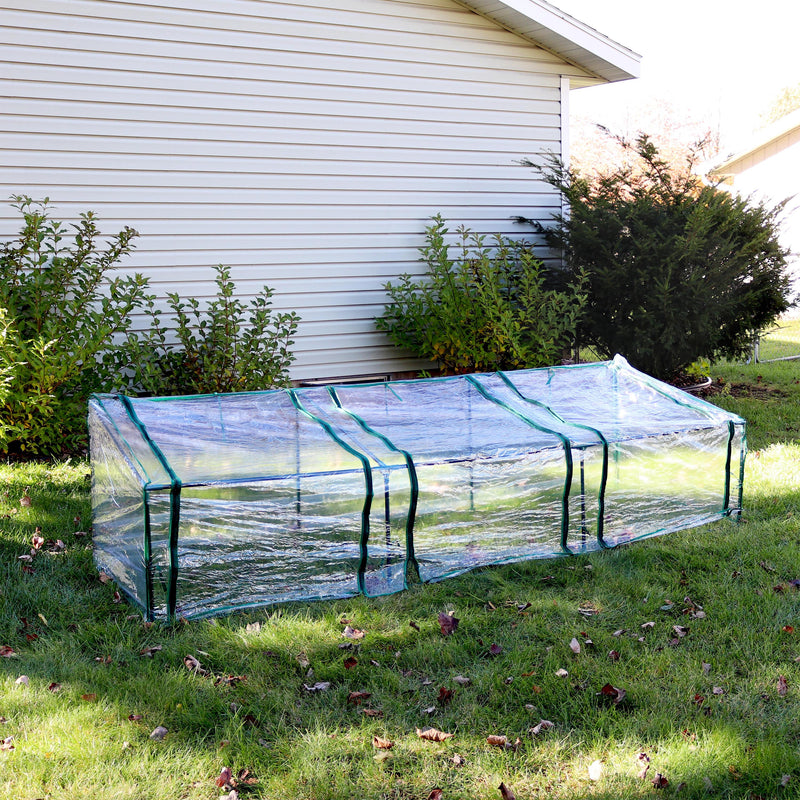 Sunnydaze Slanted Mini Cloche Greenhouse with Zippered Doors - Clear