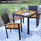 set of 2 outdoor dining chairs with wood seat and rattan backrest