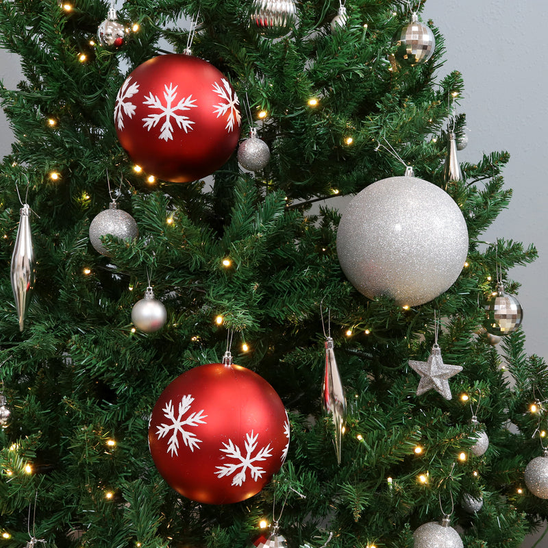 red/silver set of 3 christmas ball ornaments