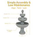 Sunnydaze Lion Head 3-Tier Outdoor Water Fountain with Electric Pump