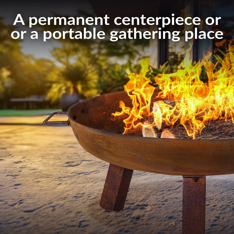 Sunnydaze Rustic Cast Iron Fire Pit Bowl with Stand