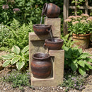 Sunnydaze Cascading Terra Bowls Solar Fountain with Battery Backup