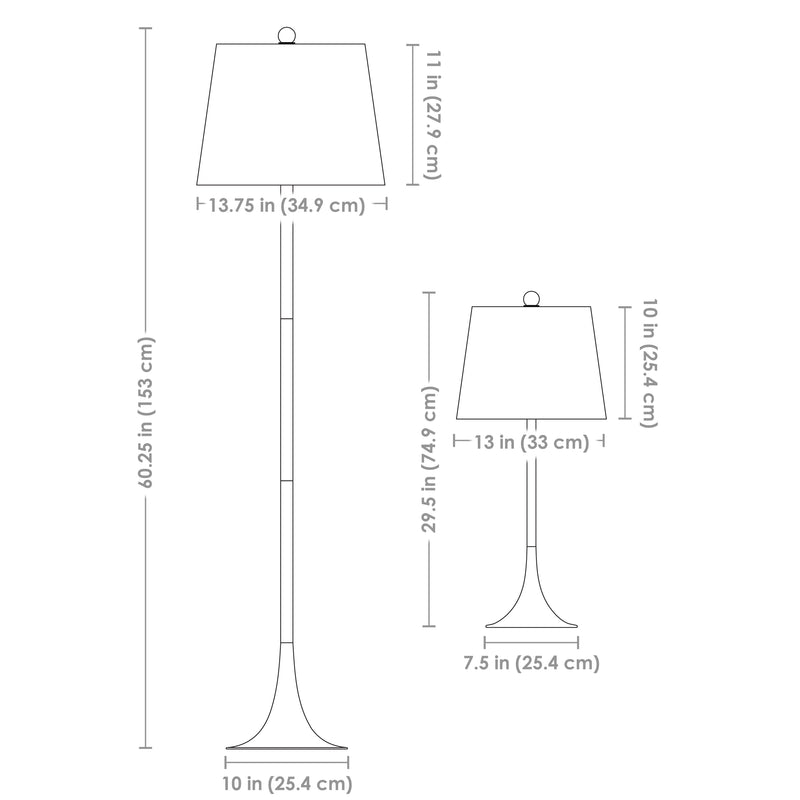 Sunnydaze Modern Splendor 3-Piece Floor and Table Lamp Set