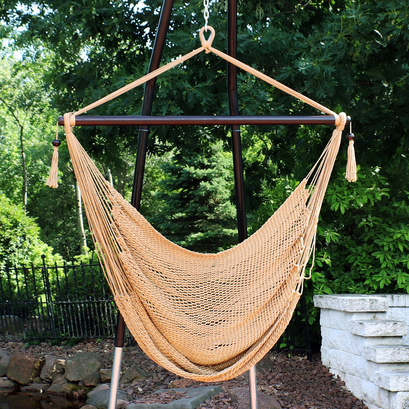 Sunnydaze Outdoor Extra Large Caribbean Polyester Rope Hammock Chair