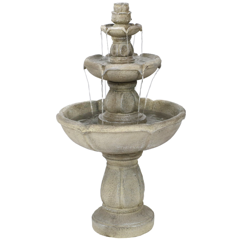 Sunnydaze Birds' Delight Outdoor Water Fountain, Includes Electric Submersible Pump, 35 Inch Tall