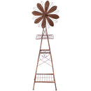 Back view of the rustic outdoor metal windmill.