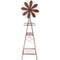 Back view of the rustic outdoor metal windmill.