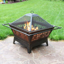 Sunnydaze 32" Northern Galaxy Square Outdoor Fire Pit with Cooking Grate & Spark Screen