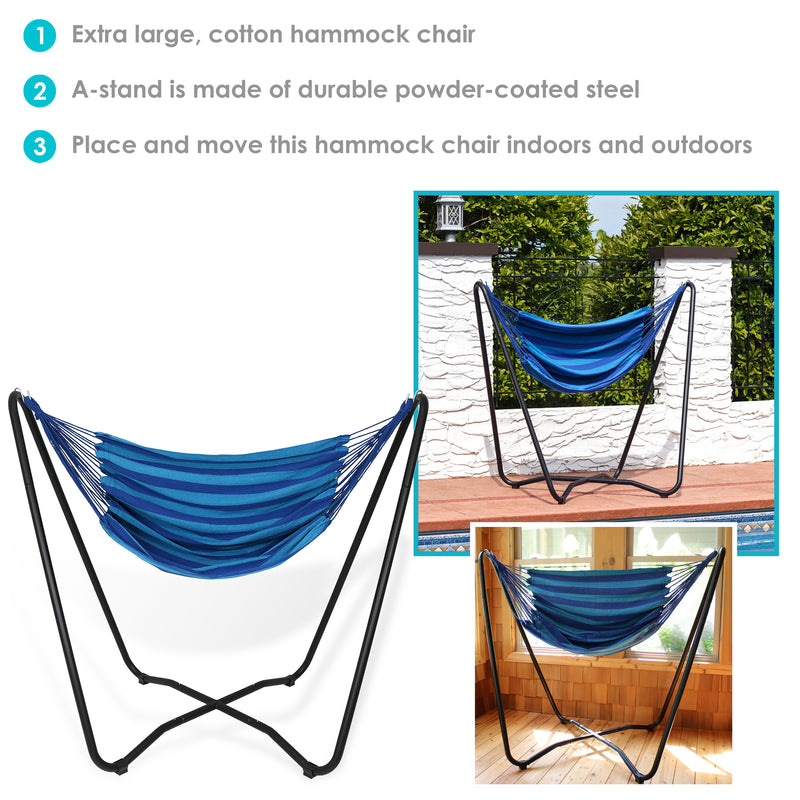 Sunnydaze Hanging Rope Hammock Chair with Space-Saving Stand