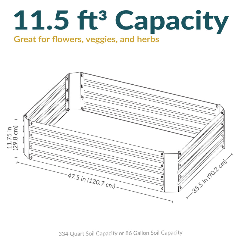Sunnydaze Galvanized Steel Raised Garden Bed - Large Rectangle - 47"