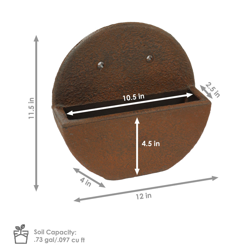12 inch diameter indoor planter Sunnydaze Round Indoor/Outdoor Wall Planter - Dark Brown